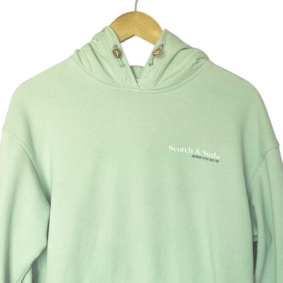 Scotch & Soda Men’s Organic Cotton Hoodie Kangaroo Pouch Size S Light Green - Picture 4 of 8